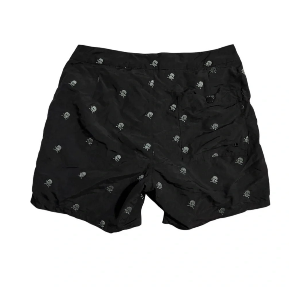 John Varvatos USA Malibu Skull Print black and grey Swim Trunks Shorts